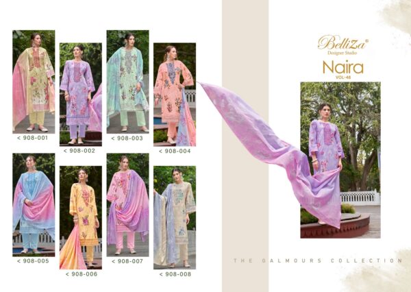 BELLIZA NAIRA VOL-48 908 COTTON PAKISTANI SALWAR KAMEEZ ONLINE