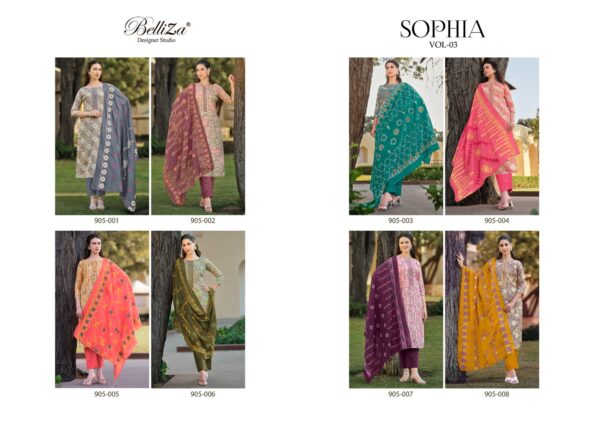 BELLIZA SOPHIA VOL 3 905 PAKISTANI SUITS ONLINE WHOLESALE