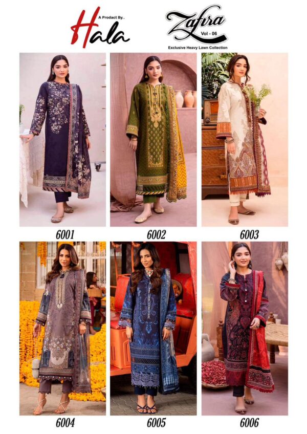 HALA ZAFIRA VOL 6 HEAVY LAWN COTTON PAKISTANI SUITS NEW CATALOGUE