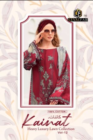 KEVAL FAB KAINAT VOL.12 LAWN COTTON PAKISTANI SALWAE SUITS WHOLESALE