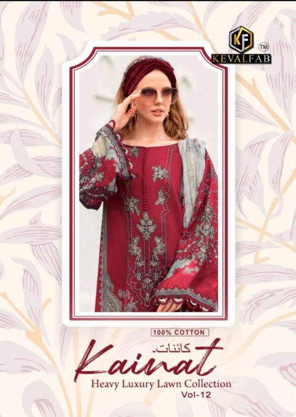 KEVAL FAB KAINAT VOL.12 LAWN COTTON PAKISTANI SALWAE SUITS WHOLESALE