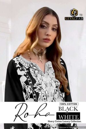 KEVAL FAB ROHA BLACK &WHITE DRESS MATERIAL WHOLESALE IN INDIA