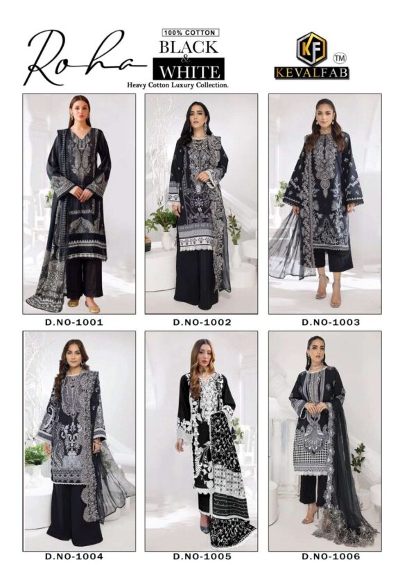 KEVAL FAB ROHA BLACK &WHITE DRESS MATERIAL WHOLESALE IN INDIA