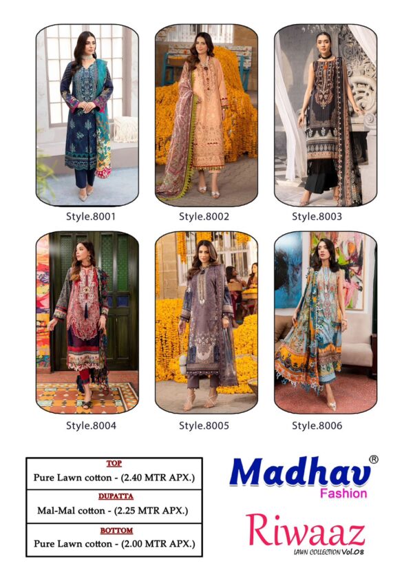 MADHAV FASHION RIWAAZ VOL 8 DEISGNER DRESS MATERIAL ONLINE SHOPPING