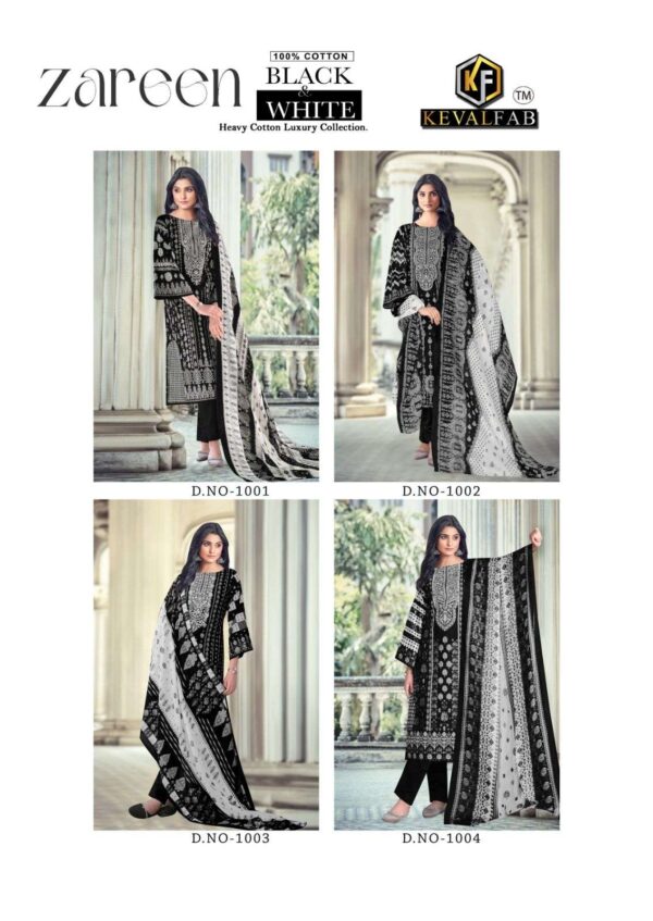 KEVAL FAB ZAREEN BLACK & WHITE DRESS MATERIAL ONLINE WHOLESALE