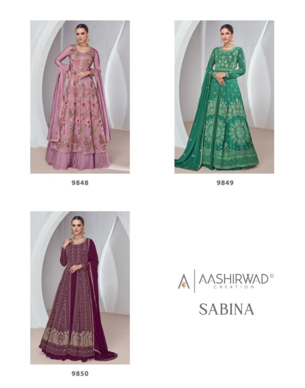 AASHIRWAD CREATION SABINA DESIGNER GEORGETTE SUITS CATALOGUE