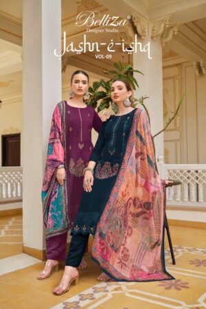 BELLIZA JASHN-E-ISHQ VOL 9 928 DESIGNER EMBROIDERY WORK SALWAR SUITS SUPPLIER