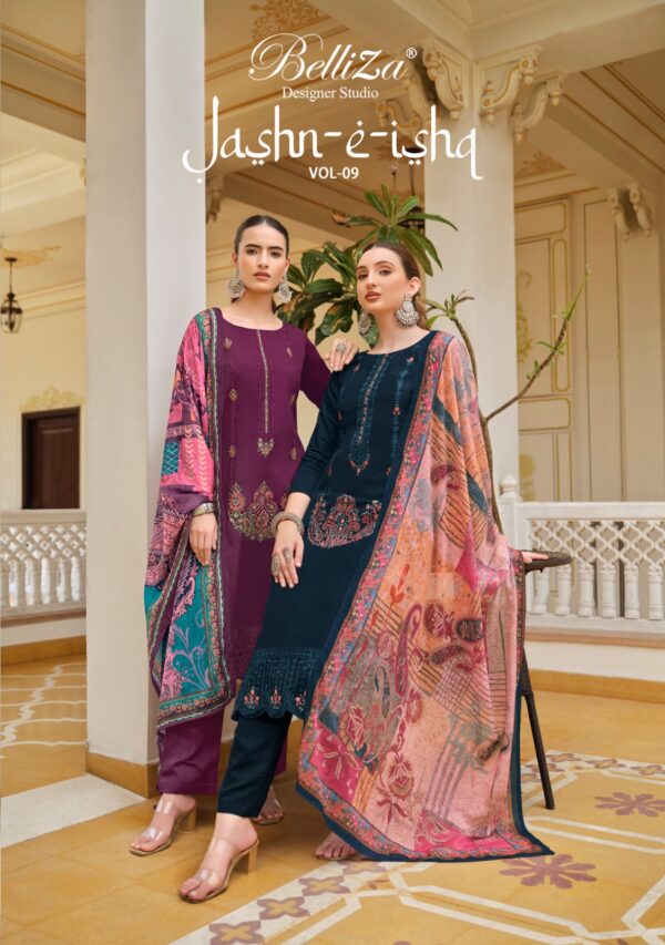 BELLIZA JASHN-E-ISHQ VOL 9 928 DESIGNER EMBROIDERY WORK SALWAR SUITS SUPPLIER