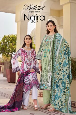 BELLIZA NAIRA VOL 57 COTTON EMBROIDERY PAKISTANI SALWAR SUITS