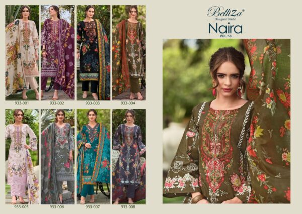 BELLIZA NAIRA VOL 58 933 COTTON EMBROIDERY PAKISTANI DRESS MATERIAL DEALER