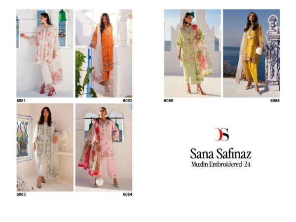 DEEPSY SANA SAFINAZ MUZLIN EMBROIDERED 24 PAKISTANI SALWAR SUITS IN INDIA