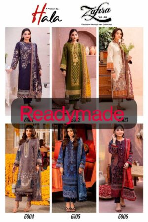 HALA ZAFIRA VOL 6 HEAVY LAWN COTTON READYMADE PAKISTANI KURTI ONLINE