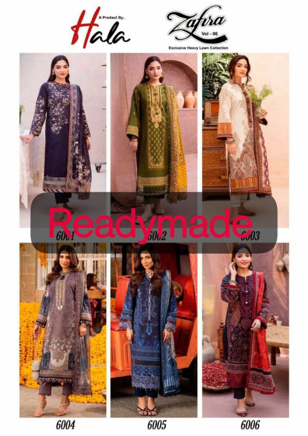 HALA ZAFIRA VOL 6 HEAVY LAWN COTTON READYMADE PAKISTANI KURTI ONLINE