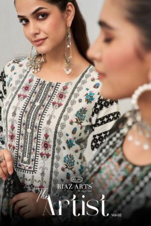 RIAZ ARTS THE ARTIST VOL 2 KARACHI LAWN UNSTITCHED SUITS CATALOGUE PRICE