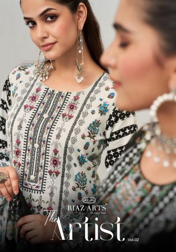 RIAZ ARTS THE ARTIST VOL 2 KARACHI LAWN UNSTITCHED SUITS CATALOGUE PRICE