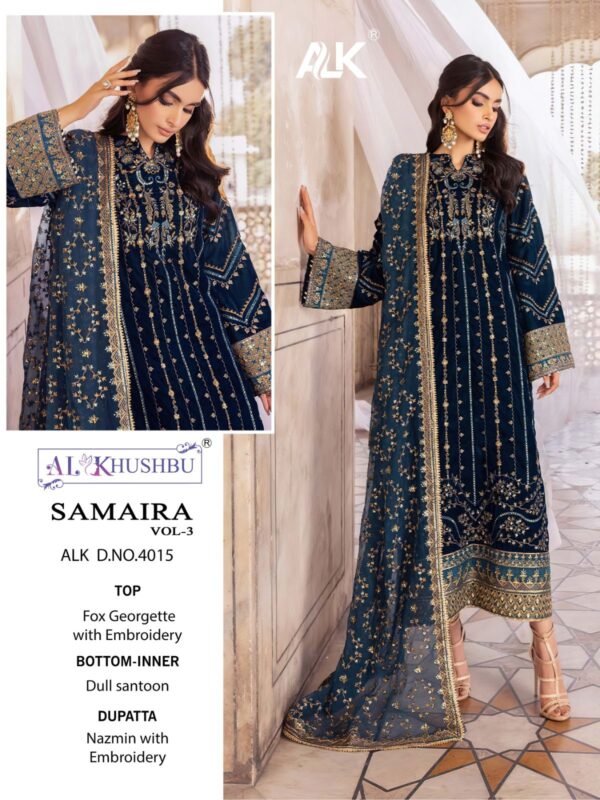 AL KHUSHBU ALK 4015 SAMAIRA VOL 3 PAKISTANI SUITS ONLINE SUPPLIER