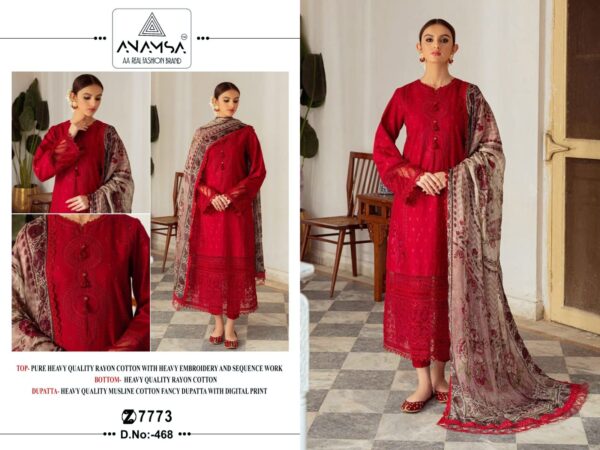 ANAMSA 468 SEMI STITCHED RAYON COTTON PAKISTANI SUITS ONLINE INDIA