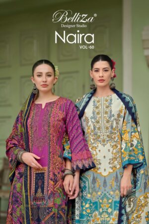 BELLIZA NAIRA VOL-60 938 WHOLESALE COTTON PAKISTANI DRESS MATERIAL (1)