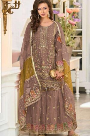HUSNARA 14042 C ORGANZA WHOLESALE OF PAKISTANI SUITS