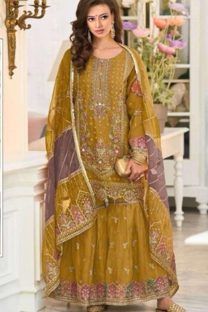 HUSNARA 14042 D ORGANZA PAKISTANI SUITS IN SINGLE PIECE