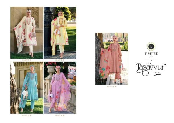 KAILEE FASHION TASAVVUR 42711-42715 PURE COTTON PARTY WEAR SUITS