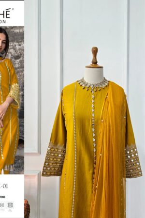 LAMHE CREATION MIRROR VOL 1 YELLOW PAKISTANI SUITS ONLINE INDIA