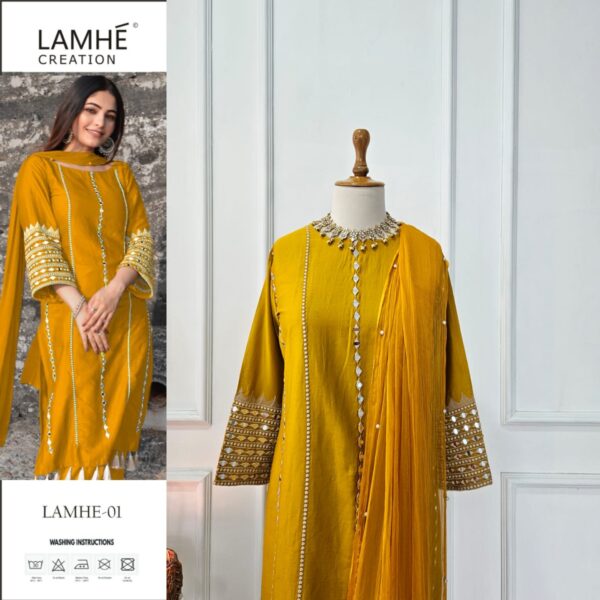 LAMHE CREATION MIRROR VOL 1 YELLOW PAKISTANI SUITS ONLINE INDIA