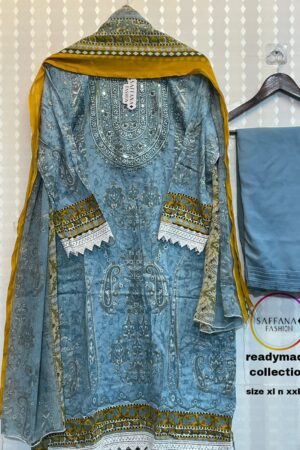 SAFFANA FASHION CHEVRON LUXURY LAWN COLLECTION 2139 READYMADE KURTI ONLINE