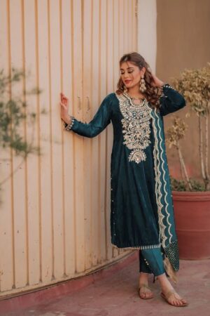 THE LIBAS COLLECTION LC 1295 VELVET DESIGNER BEAUTIFUL KURTI PLAZZO SET