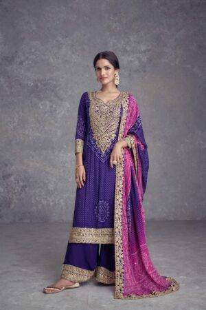 THE LIBAS ZF 386 BLUE DIGITAL PRINTED BANDHANI SALWAR SUITS ONLINE SHOPPING