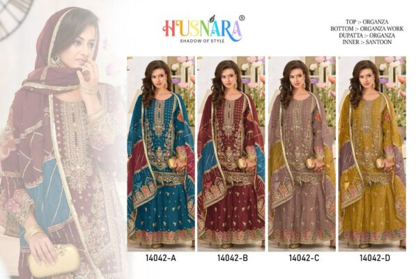 HUSNARA 14042 A ORGANZA PAKISTANI SUITS AT BEST PRICE