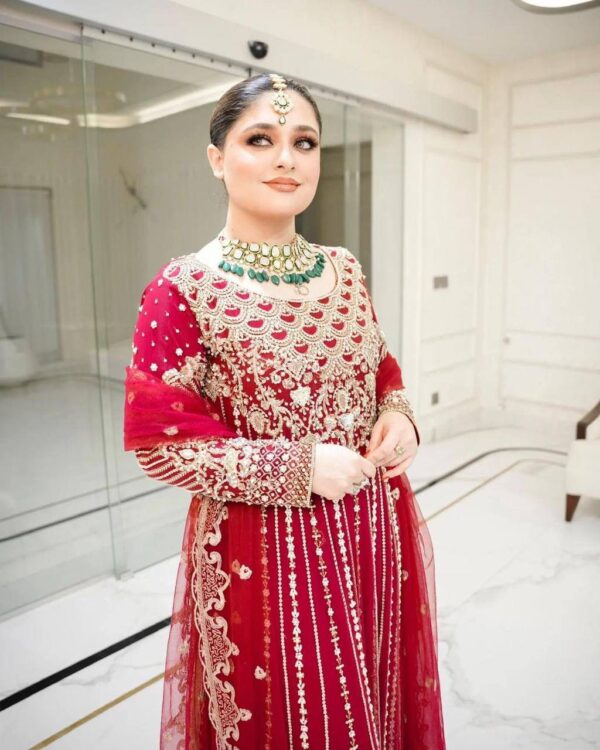 THE LIBAS LC 1198 RED DESIGNER EMBROIDERED ANARKALI GOWN ONLINE