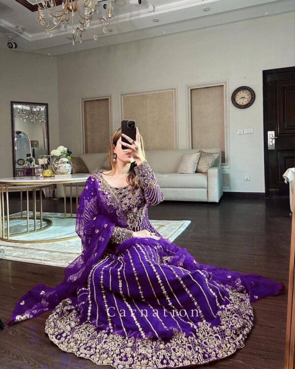 THE LIBAS LC 1198 PURPLE DESIGNER EMBROIDERED ANARKALI GOWN WITH PRICE