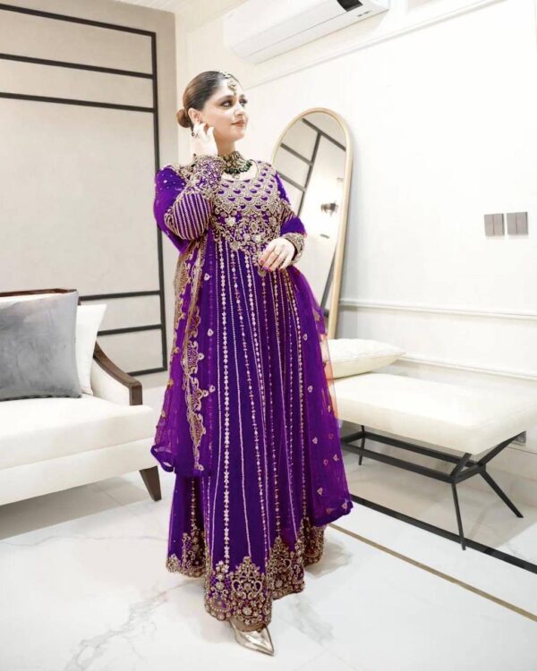 THE LIBAS LC 1198 PURPLE DESIGNER EMBROIDERED ANARKALI GOWN WITH PRICE