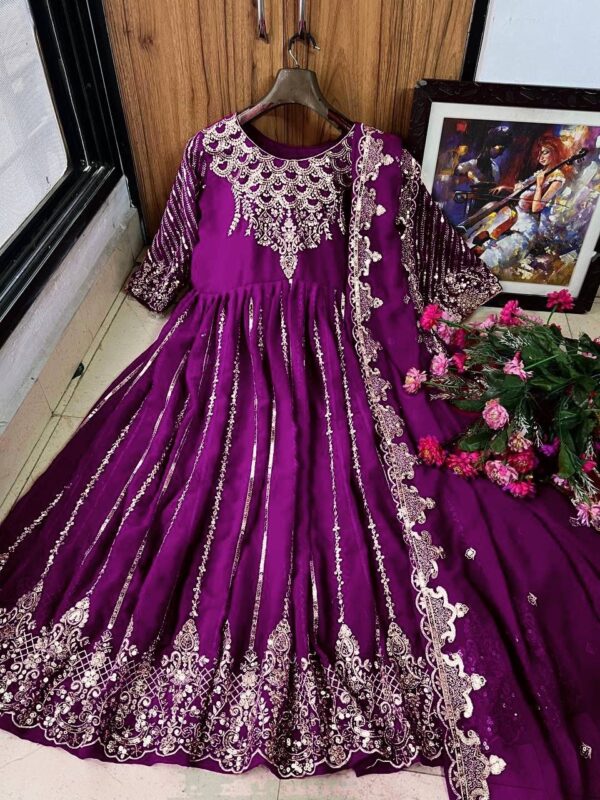 THE LIBAS LC 1198 CHERRY DESIGNER EMBROIDERED ANARKALI GOWN WHOLESALE