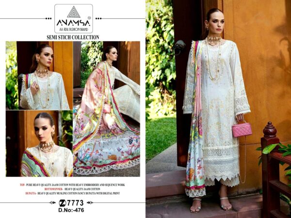 AL AMRA 476 SEMI STITCHED PAKISTANI SUITS IN SINGLE PIECE