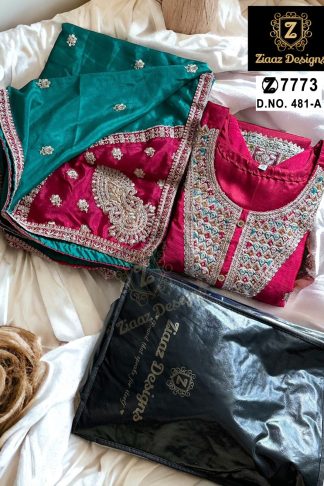 ZIAAZ DESIGNS 481 A B C PAKISTANI SEMI STITCHED SUITS