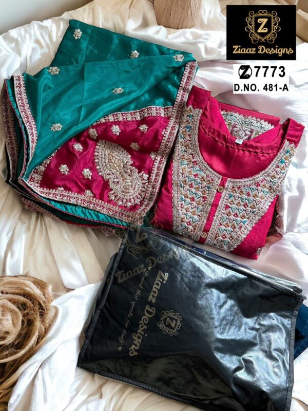 ZIAAZ DESIGNS 481 A B C PAKISTANI SEMI STITCHED SUITS