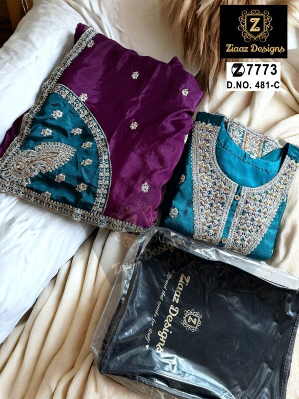 ZIAAZ DESIGNS 481 A B C PAKISTANI SEMI STITCHED SUITS