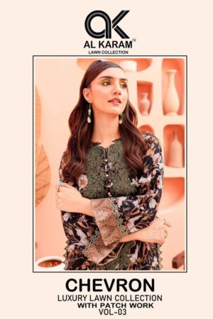 AL KARAM CHEVRON PATCH WORK VOL 03 LAWN PAKISTANI SUITS ONLINE