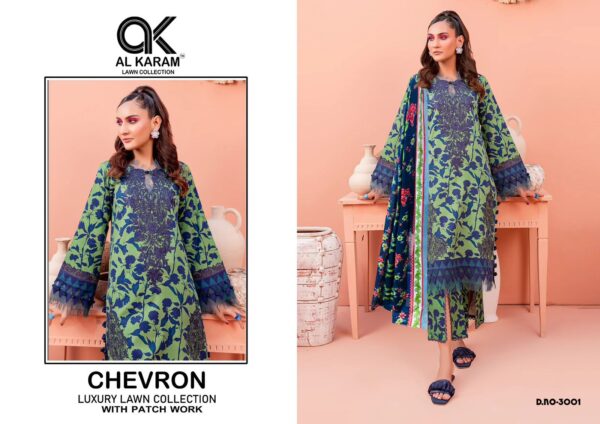 AL KARAM CHEVRON PATCH WORK VOL 03 LAWN PAKISTANI SUITS ONLINE