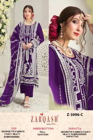 ZARQASH Z 3096 C PAKISTANI SUITS IN SINGLE PIECE