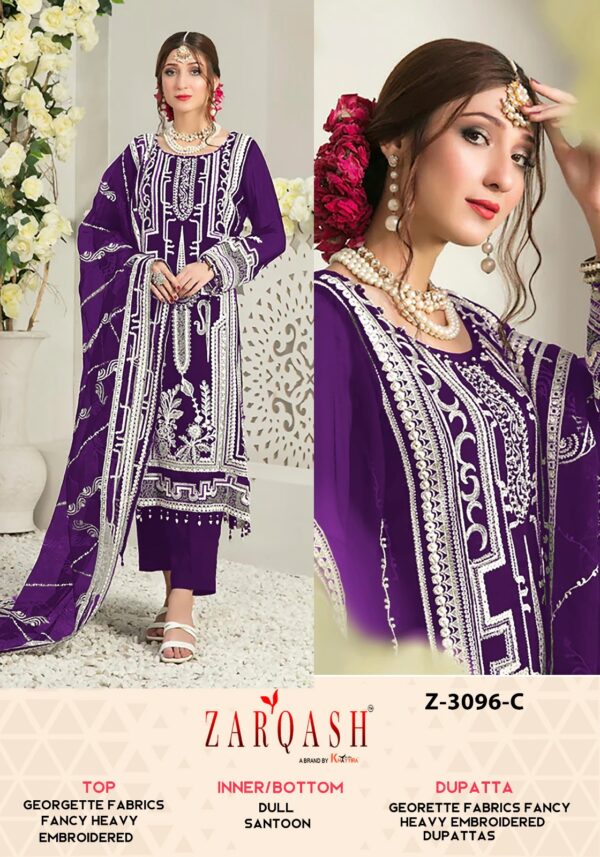 ZARQASH Z 3096 C PAKISTANI SUITS IN SINGLE PIECE