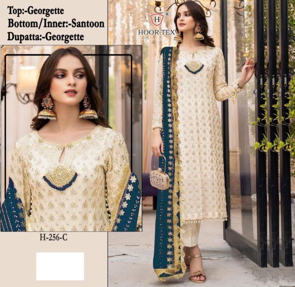 HOOR TEX H 256 C FOX GEORGETTE PAKISTANI SUITS WITH PRICE