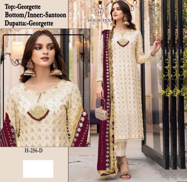 HOOR TEX H 256 D FOX GEORGETTE PAKISTANI SUITS LATEST COLLECTION