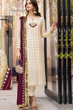 HOOR TEX H 256 D FOX GEORGETTE PAKISTANI SUITS LATEST COLLECTION