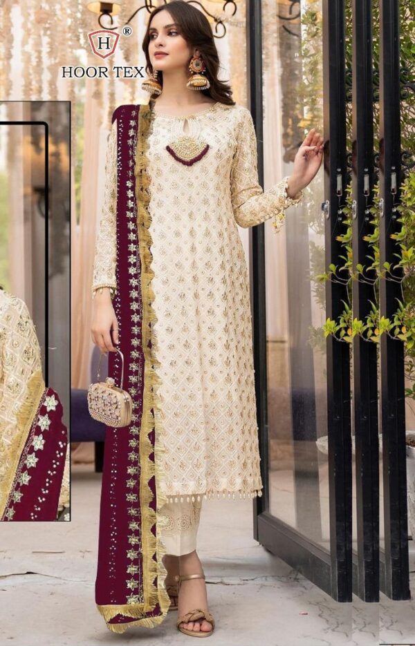 HOOR TEX H 256 D FOX GEORGETTE PAKISTANI SUITS LATEST COLLECTION