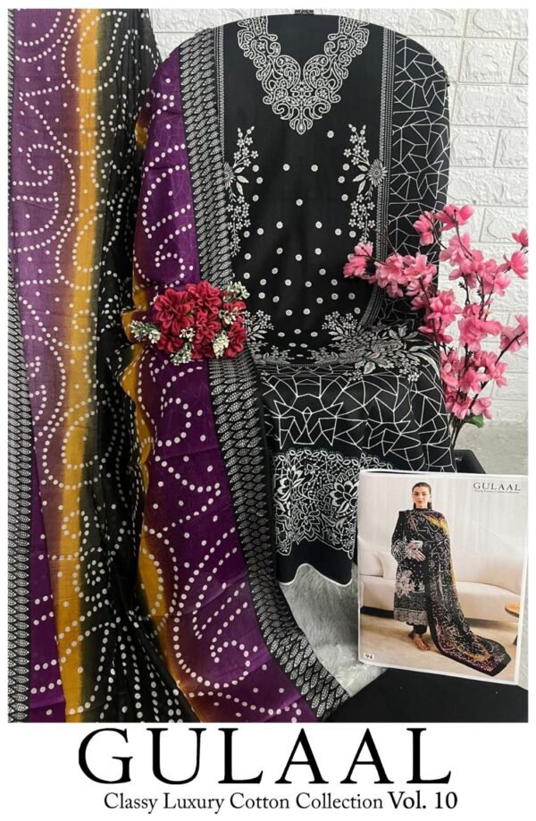 GULAAL VOL-10 91 TO 100 COTTON PAKISTANI SUITS LATEST DESIGN 2024 - Image 11