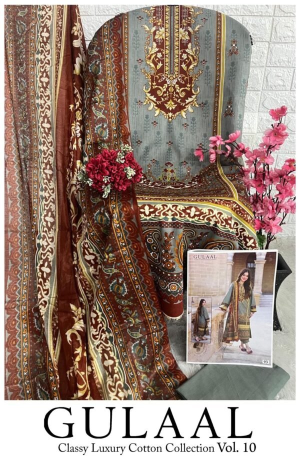 GULAAL VOL-10 91 TO 100 COTTON PAKISTANI SUITS LATEST DESIGN 2024 - Image 7
