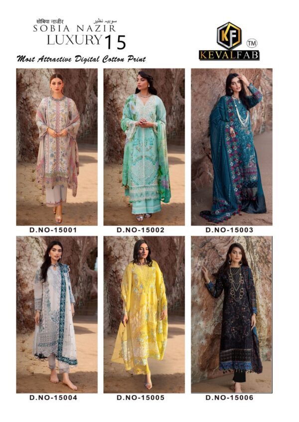 KEVAL FABS SOBIA NAZIR VOL-15 15001 TO 15006 KARACHI PRINT PAKISTANI SUITS